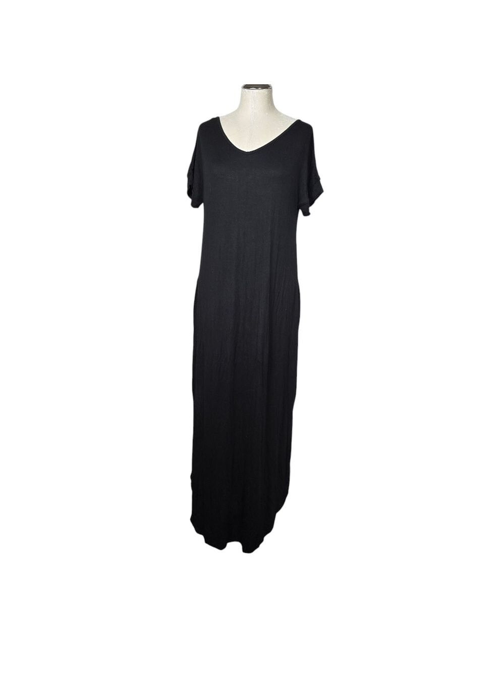 Grecerelle Black Short Sleeves Lightweight Dress M
